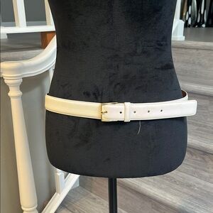 Classic White Leather Belt with Silver Buckle